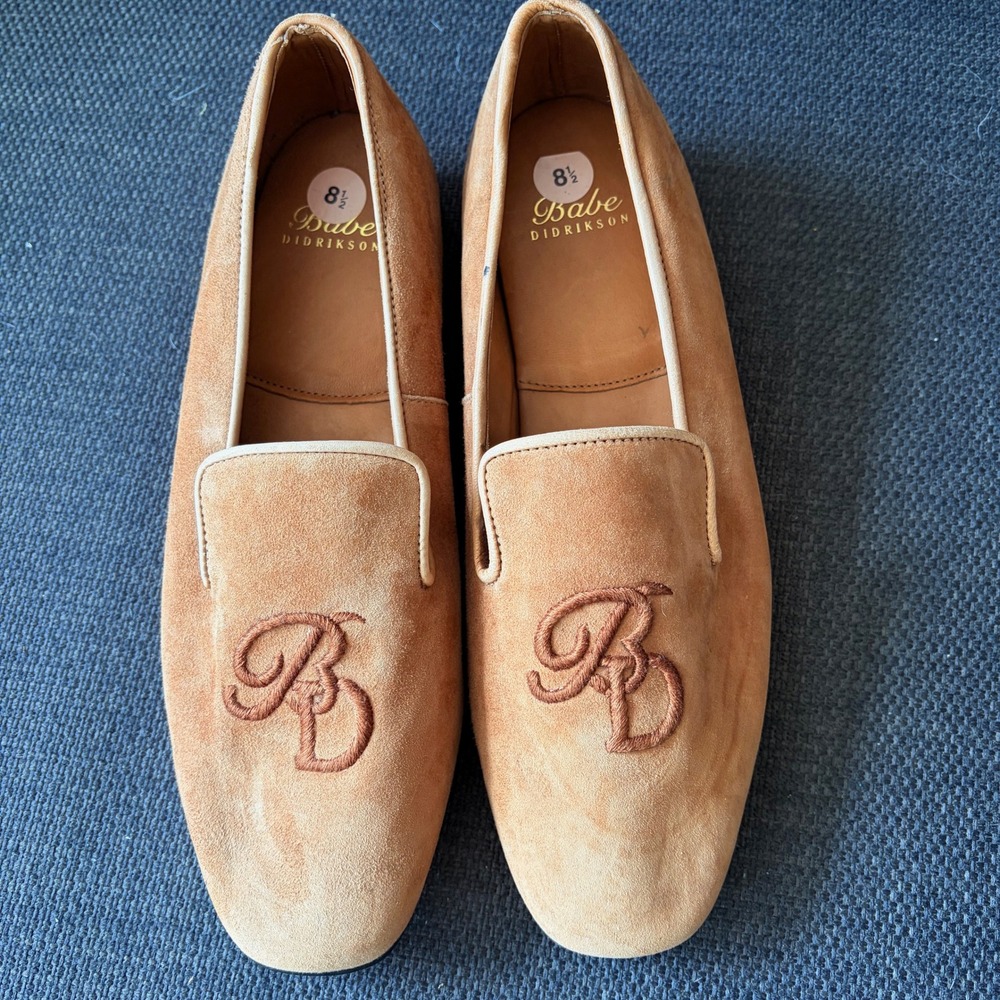 Rare Vintage Babe Didrikson‎ Suede Embroidered Smoking Loafers Size 8.5